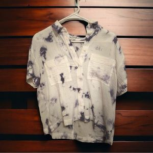Madewell NWT linen tie-dye button down shirt
